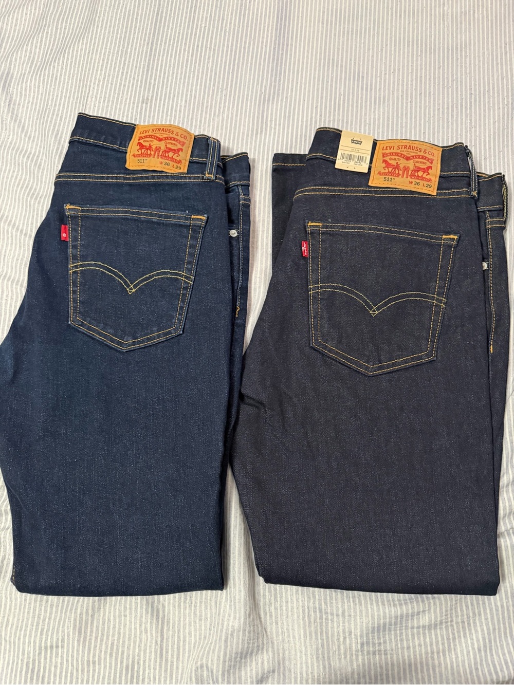 2 (two) Levi's 541 Men's Slim Straight Jeans — Dark Blue & Deep Indigo